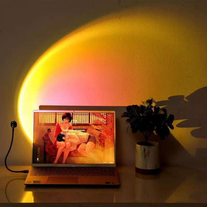 Kerokuru-Lámpara de luz de atardecer USB, luz LED de autofotografía, proyector de luz nocturna de neón de arcoíris, luz de ambiente de pared para fotografía