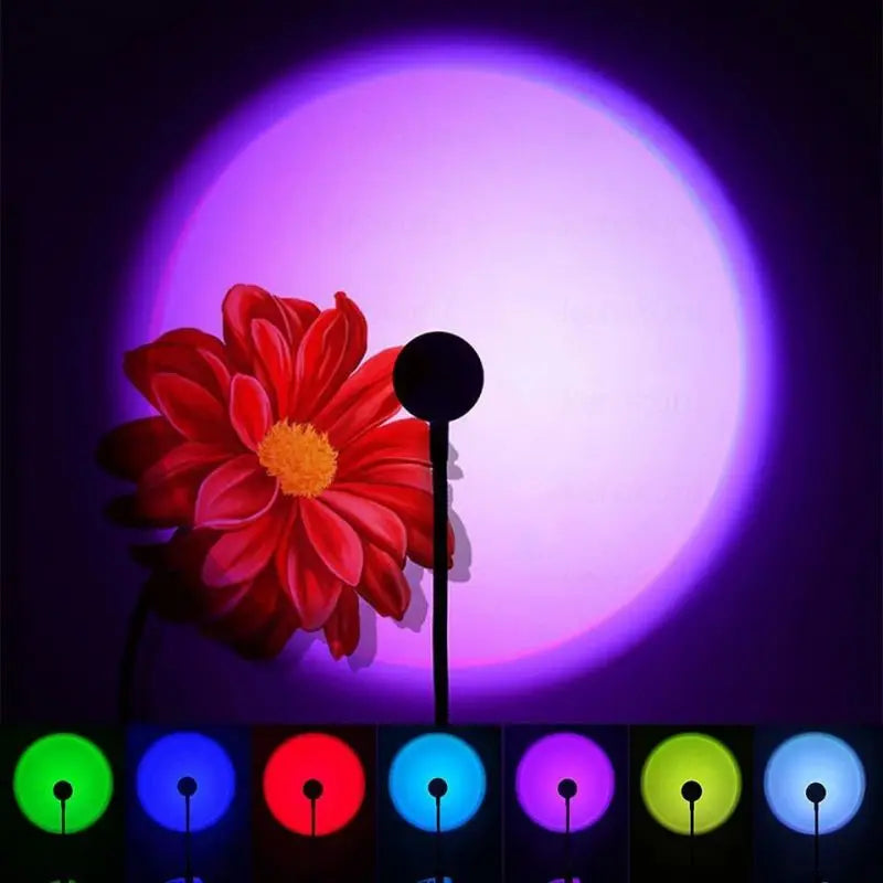 Kerokuru-Lámpara de luz de atardecer USB, luz LED de autofotografía, proyector de luz nocturna de neón de arcoíris, luz de ambiente de pared para fotografía