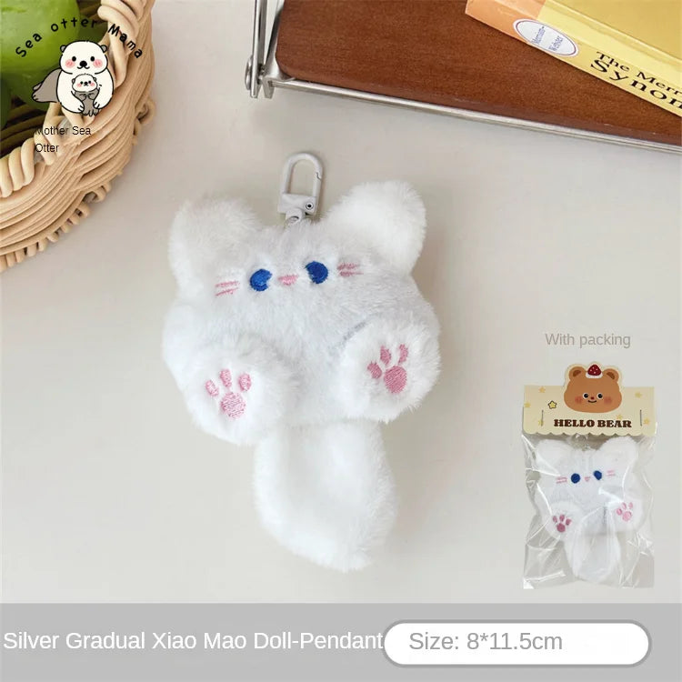 Lindo gato de peluche muñeca colgante chica mochila muñeca colgante pareja bolso llavero regalo decorativo