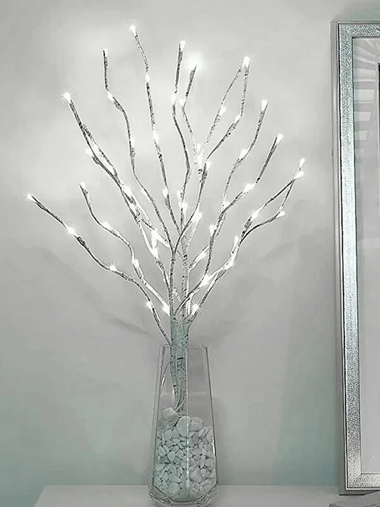 Rama de abedul blanca, luces LED festivas, funciona con pilas para fiesta de Navidad, decoración de boda, ramita, luces al aire libre, 1 unidad