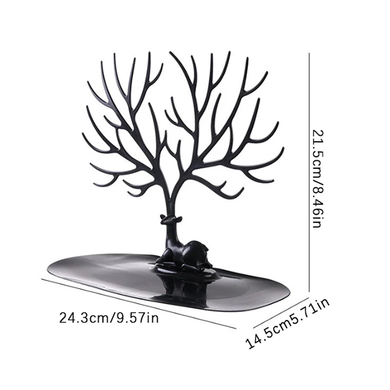 Organizador de Joyas Árbol Reno – Soporte para Collares, Anillos y Pulseras