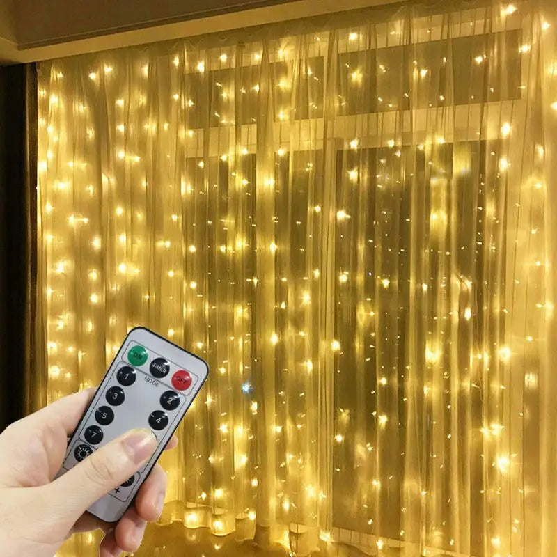 Decoración navideña para el hogar, guirnalda de luces LED con 8 modos USB, cortina de luces con Control remoto para dormitorio y boda