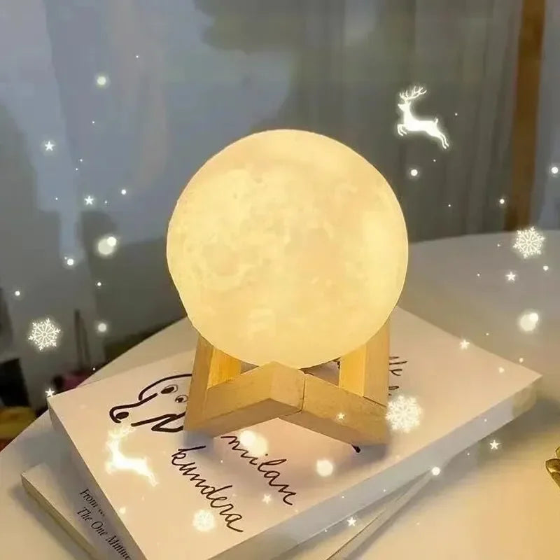 Lámpara LED de 8 cm con forma de luna, luz nocturna, luz nocturna de galaxia, pintura artística, graffiti, regalo de cumpleaños, decoración para dormitorio y sala de estar