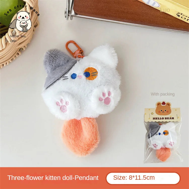 Lindo gato de peluche muñeca colgante chica mochila muñeca colgante pareja bolso llavero regalo decorativo