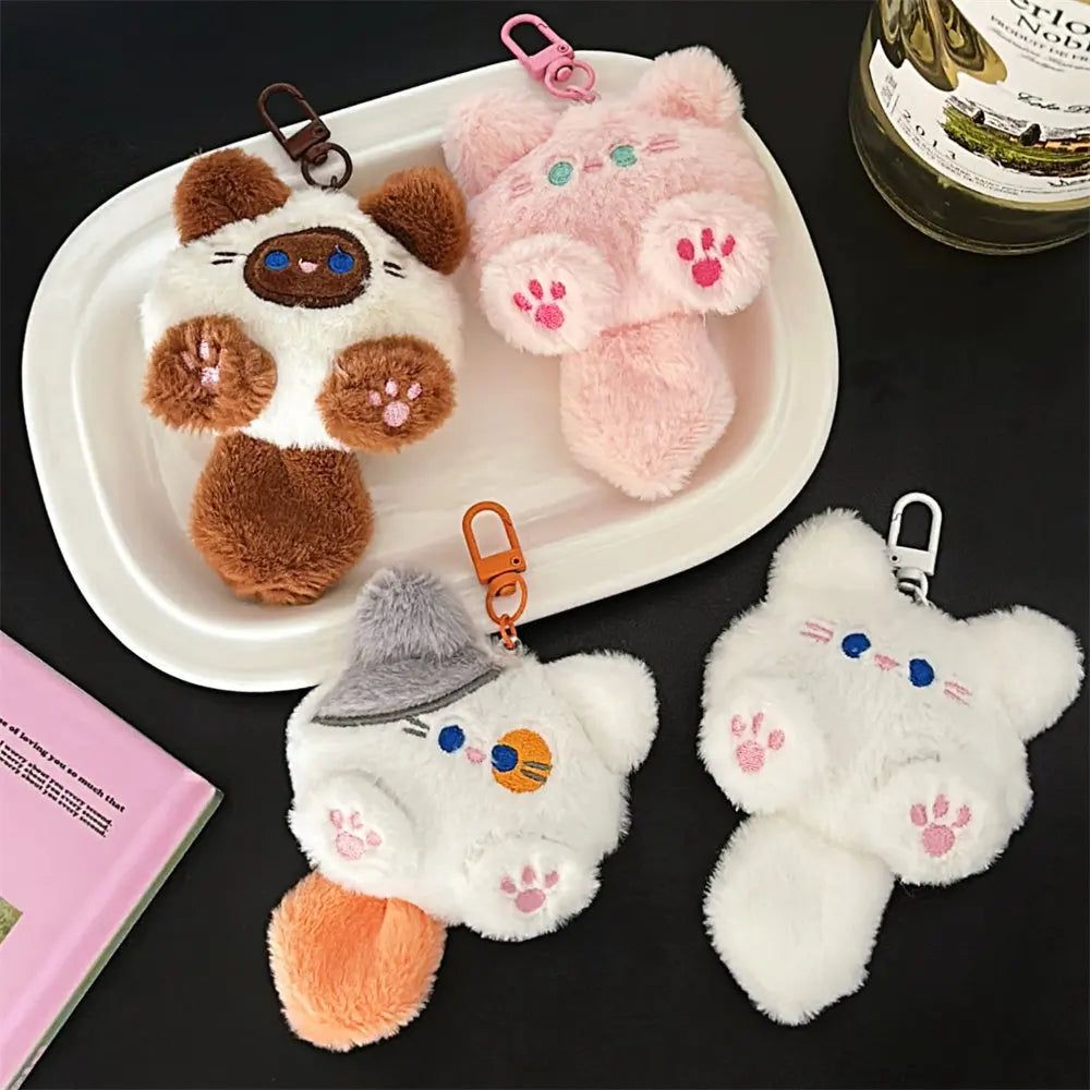 Lindo gato de peluche muñeca colgante chica mochila muñeca colgante pareja bolso llavero regalo decorativo