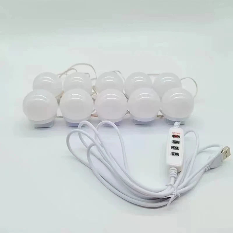 Bombillas LED para espejo de maquillaje, lámpara de tocador regulable con USB, 12V