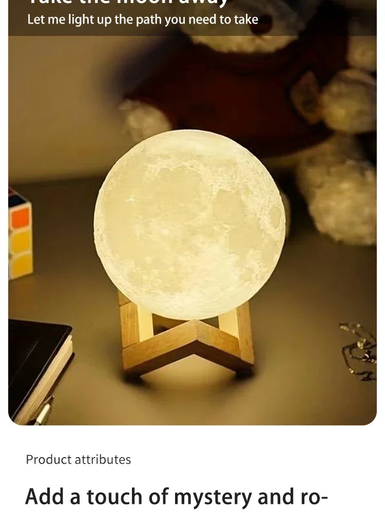 Lámpara LED de 8 cm con forma de luna, luz nocturna, luz nocturna de galaxia, pintura artística, graffiti, regalo de cumpleaños, decoración para dormitorio y sala de estar
