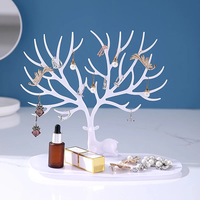 Organizador de Joyas Árbol Reno – Soporte para Collares, Anillos y Pulseras