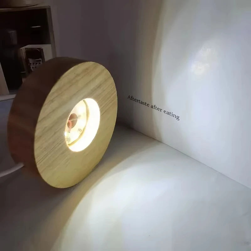 Luces decorativas de escritorio de madera, Base de luz, luz nocturna, pantalla Led Usb de madera, soporte de exhibición, lámpara, adorno artístico