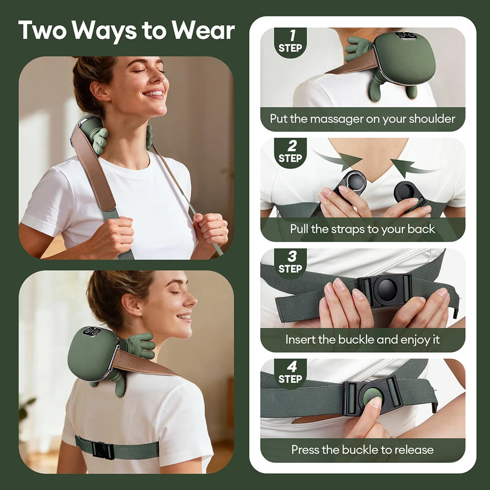 Masajeador biónico para dedos, cuello y hombros, inalámbrico, Trapezius Cervical, masaje para amasar, chal, Motor sin escobillas, masajeador de cuello
