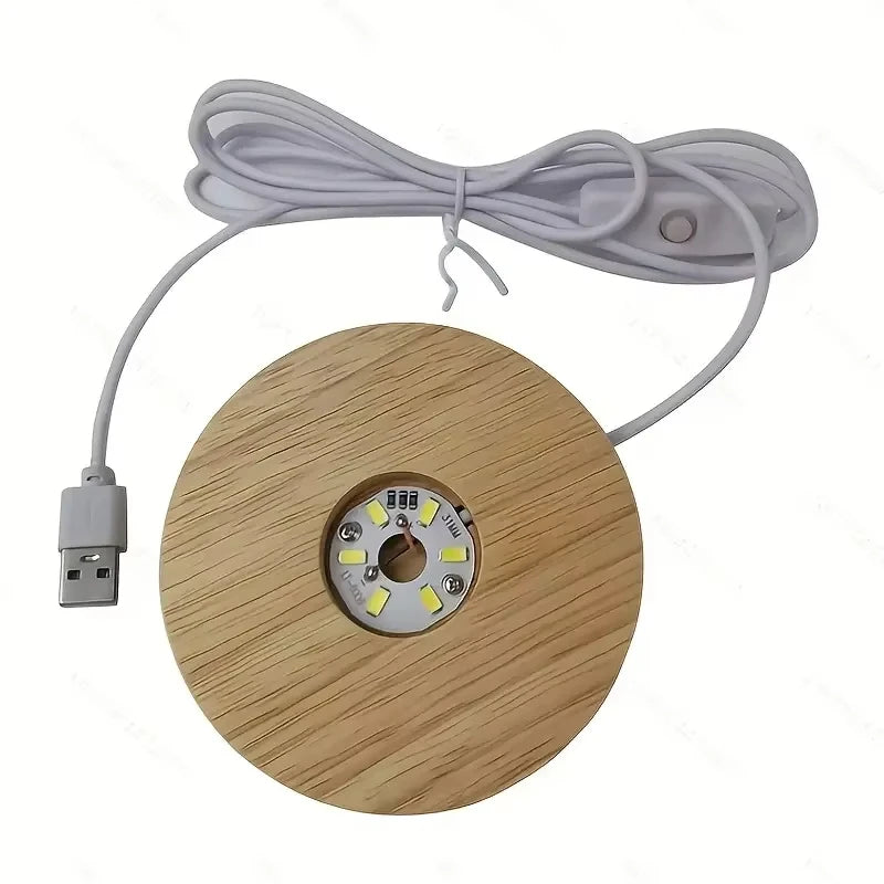Luces decorativas de escritorio de madera, Base de luz, luz nocturna, pantalla Led Usb de madera, soporte de exhibición, lámpara, adorno artístico
