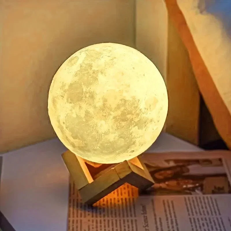 Lámpara LED de 8 cm con forma de luna, luz nocturna, luz nocturna de galaxia, pintura artística, graffiti, regalo de cumpleaños, decoración para dormitorio y sala de estar