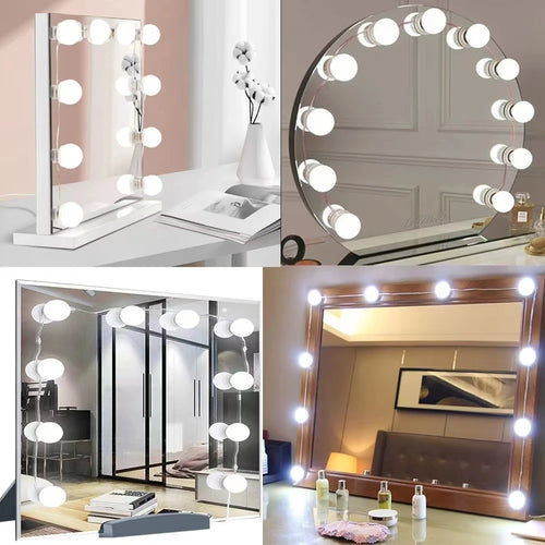 Bombillas LED para espejo de maquillaje, lámpara de tocador regulable con USB, 12V