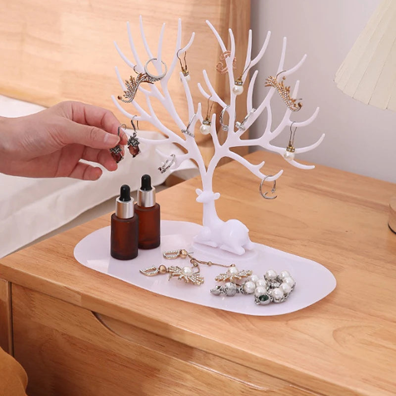 Organizador de Joyas Árbol Reno – Soporte para Collares, Anillos y Pulseras