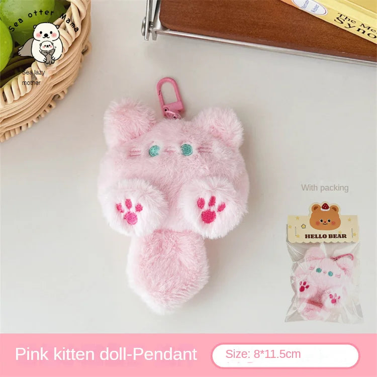 Lindo gato de peluche muñeca colgante chica mochila muñeca colgante pareja bolso llavero regalo decorativo