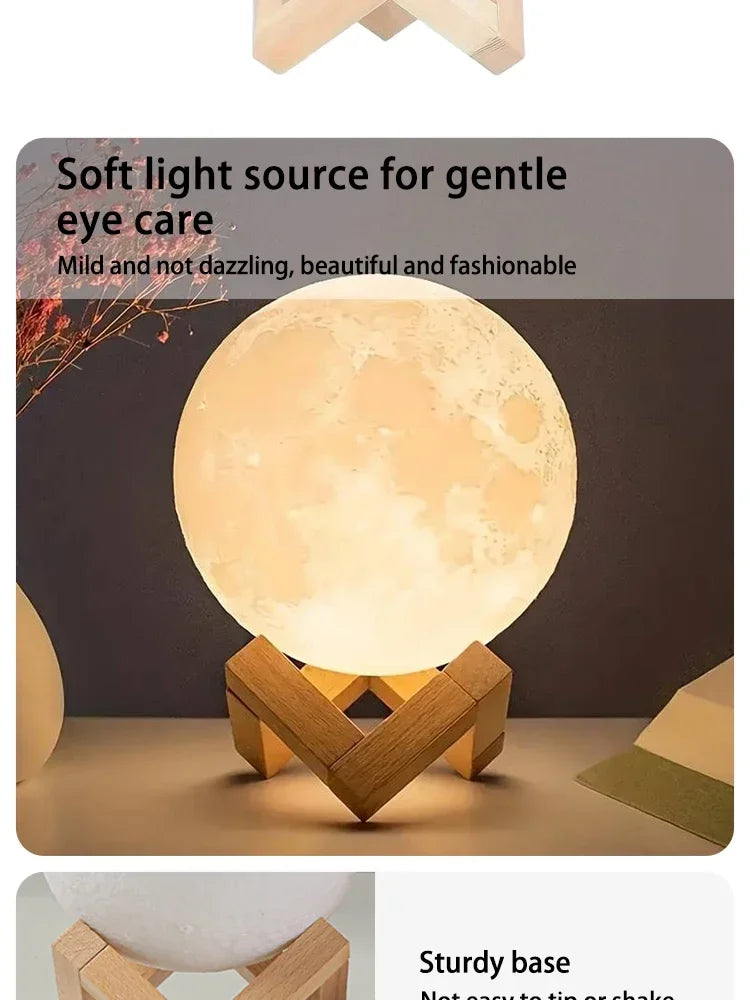 Lámpara LED de 8 cm con forma de luna, luz nocturna, luz nocturna de galaxia, pintura artística, graffiti, regalo de cumpleaños, decoración para dormitorio y sala de estar