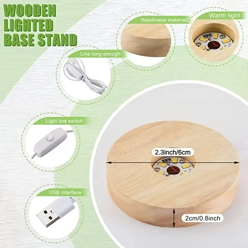 Luces decorativas de escritorio de madera, Base de luz, luz nocturna, pantalla Led Usb de madera, soporte de exhibición, lámpara, adorno artístico