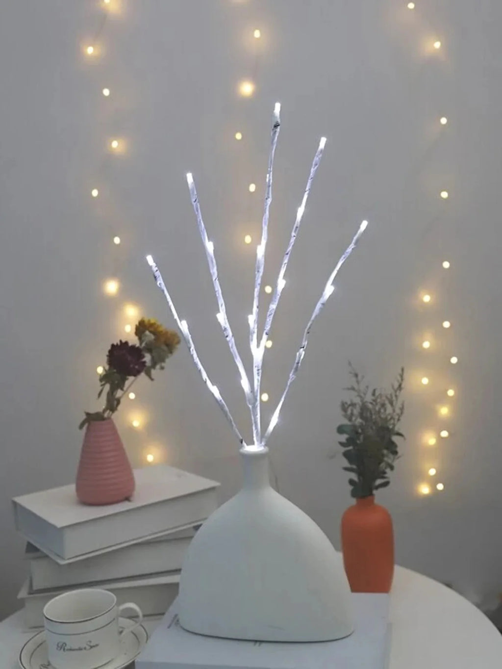 Rama de abedul blanca, luces LED festivas, funciona con pilas para fiesta de Navidad, decoración de boda, ramita, luces al aire libre, 1 unidad