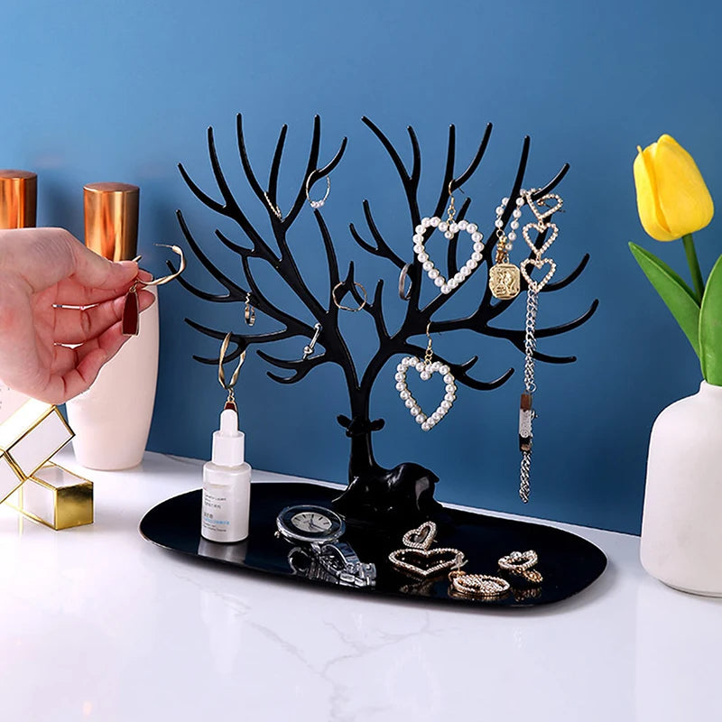 Organizador de Joyas Árbol Reno – Soporte para Collares, Anillos y Pulseras