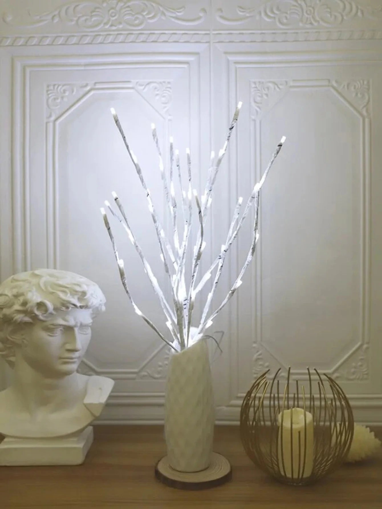 Rama de abedul blanca, luces LED festivas, funciona con pilas para fiesta de Navidad, decoración de boda, ramita, luces al aire libre, 1 unidad
