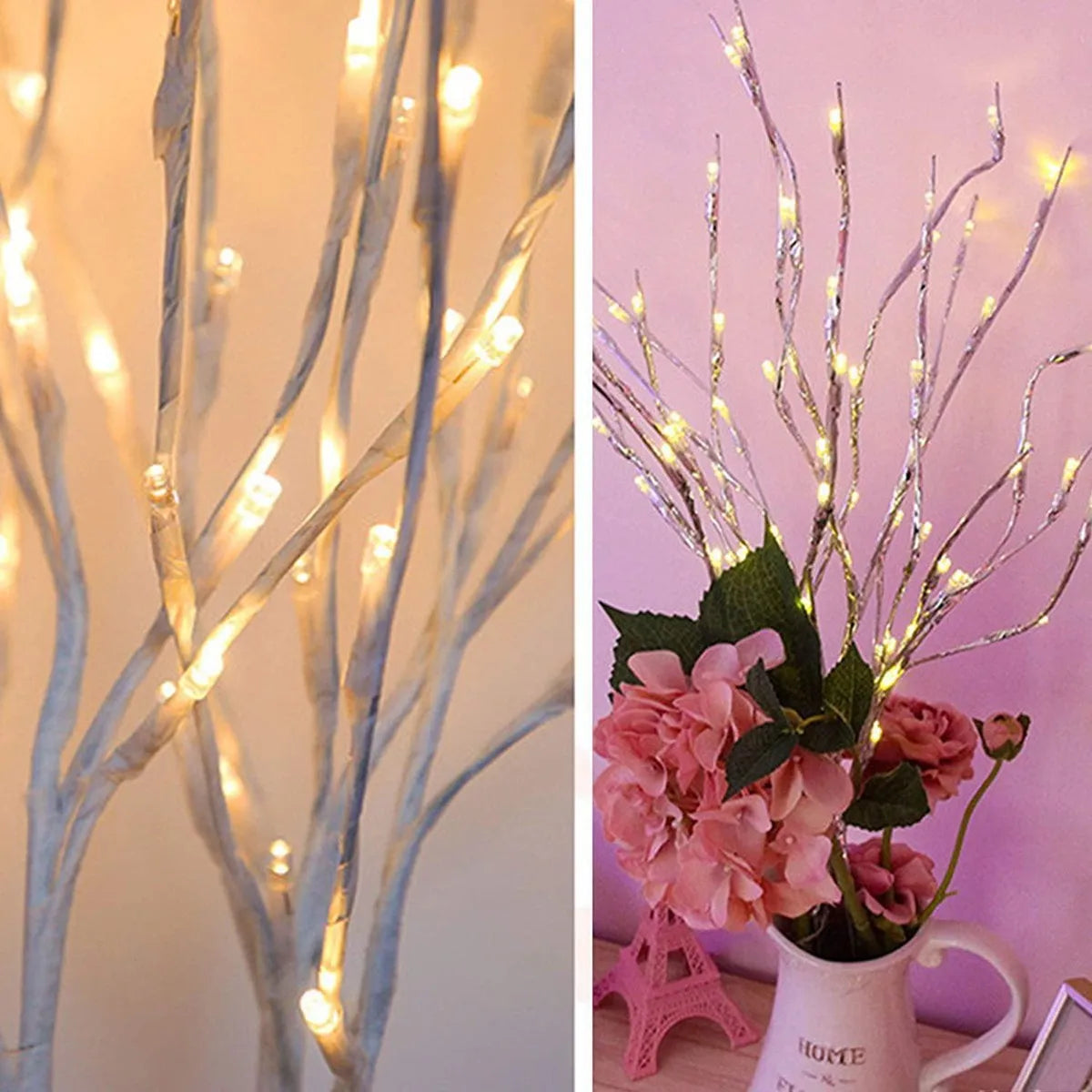 Rama de abedul blanca, luces LED festivas, funciona con pilas para fiesta de Navidad, decoración de boda, ramita, luces al aire libre, 1 unidad