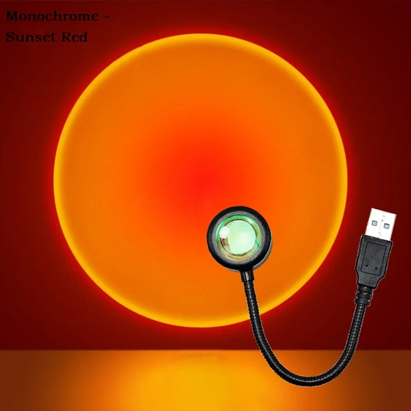 Kerokuru-Lámpara de luz de atardecer USB, luz LED de autofotografía, proyector de luz nocturna de neón de arcoíris, luz de ambiente de pared para fotografía