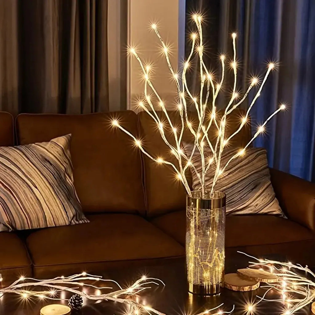 Rama de abedul blanca, luces LED festivas, funciona con pilas para fiesta de Navidad, decoración de boda, ramita, luces al aire libre, 1 unidad