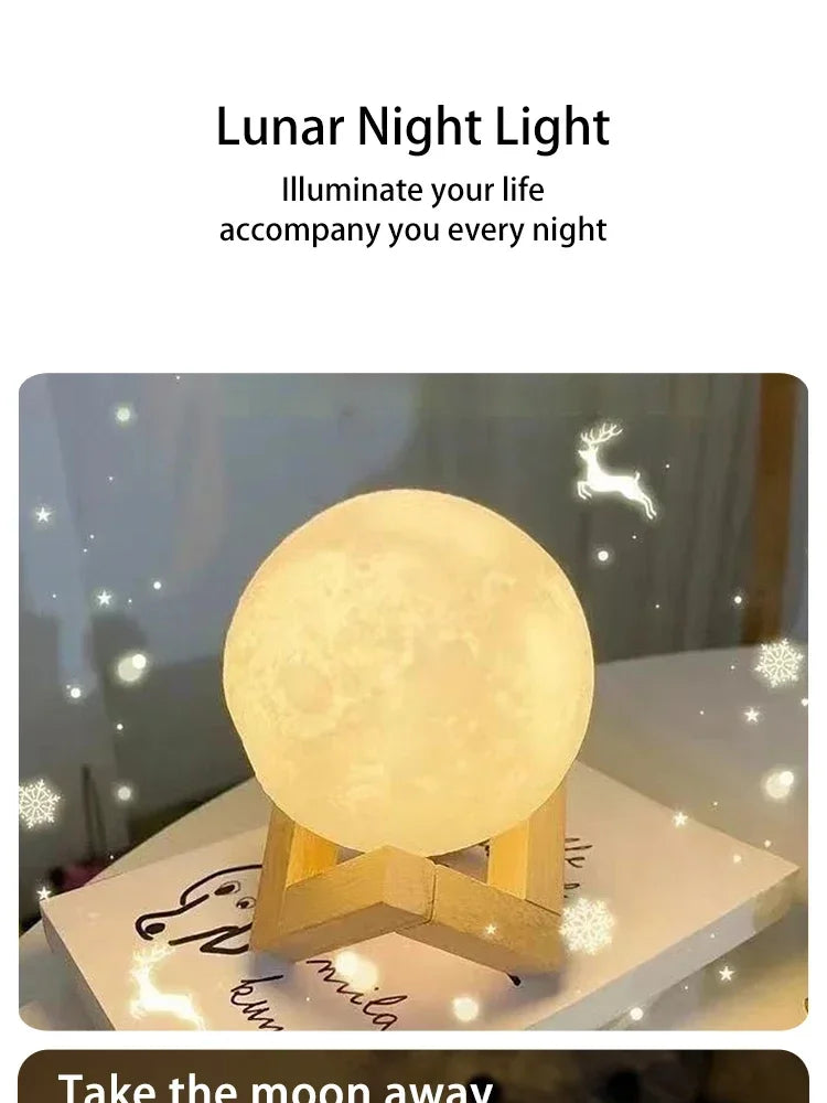 Lámpara LED de 8 cm con forma de luna, luz nocturna, luz nocturna de galaxia, pintura artística, graffiti, regalo de cumpleaños, decoración para dormitorio y sala de estar