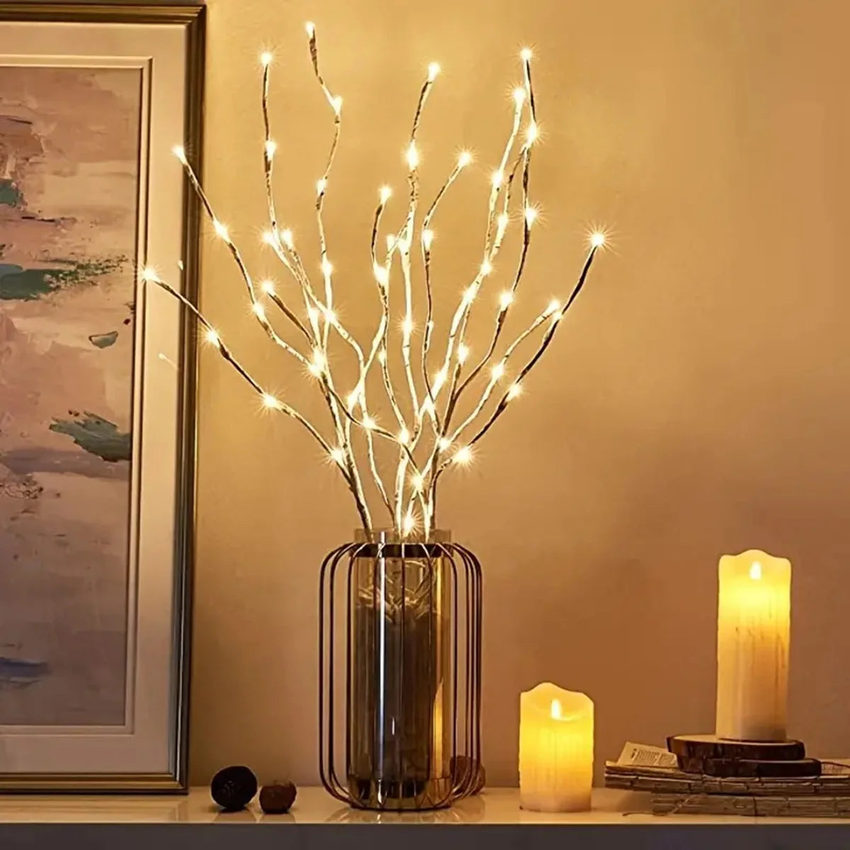 Rama de abedul blanca, luces LED festivas, funciona con pilas para fiesta de Navidad, decoración de boda, ramita, luces al aire libre, 1 unidad