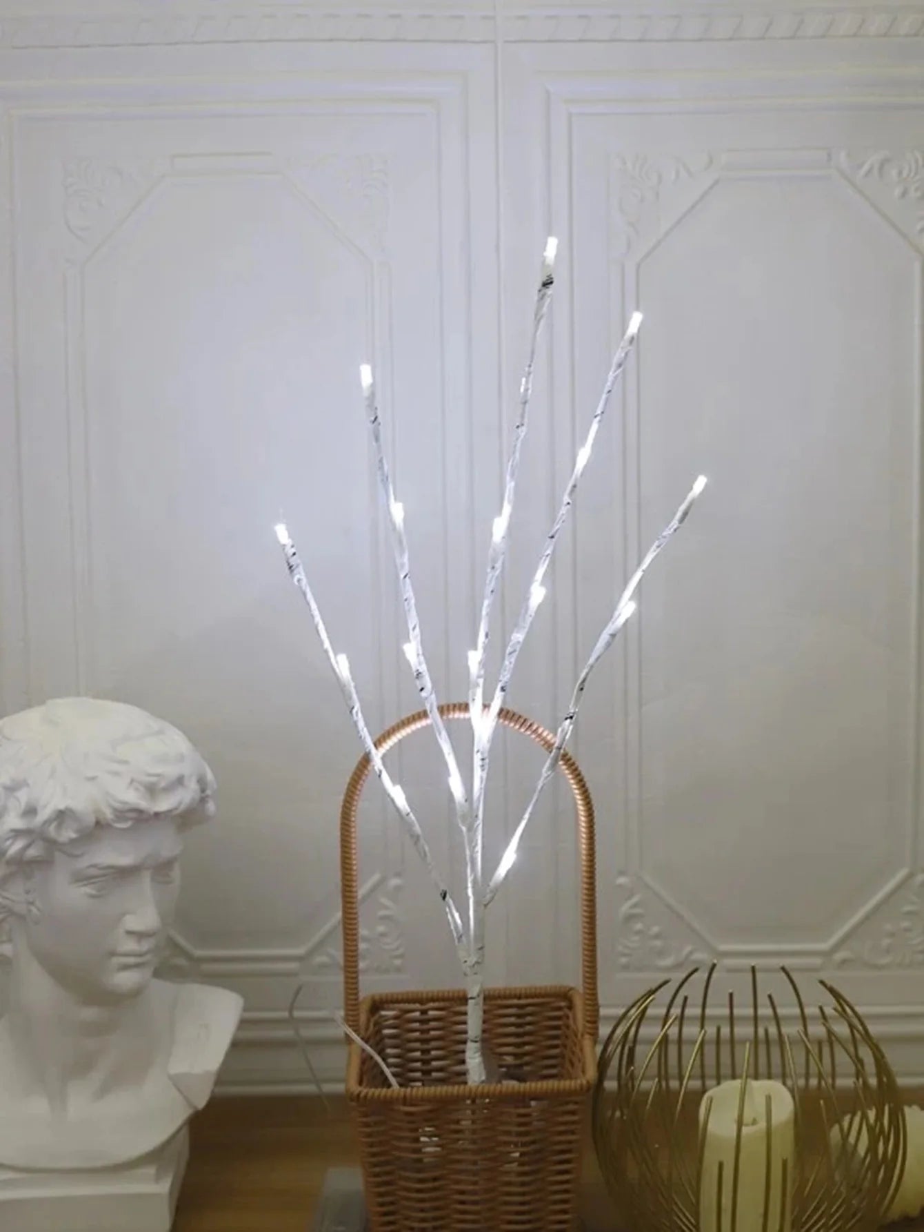 Rama de abedul blanca, luces LED festivas, funciona con pilas para fiesta de Navidad, decoración de boda, ramita, luces al aire libre, 1 unidad