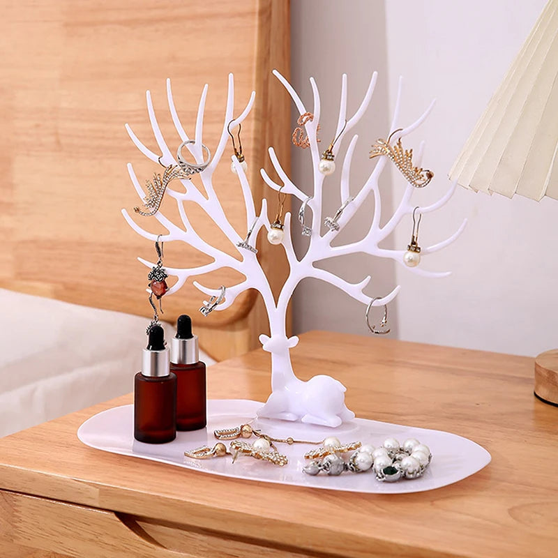 Organizador de Joyas Árbol Reno – Soporte para Collares, Anillos y Pulseras