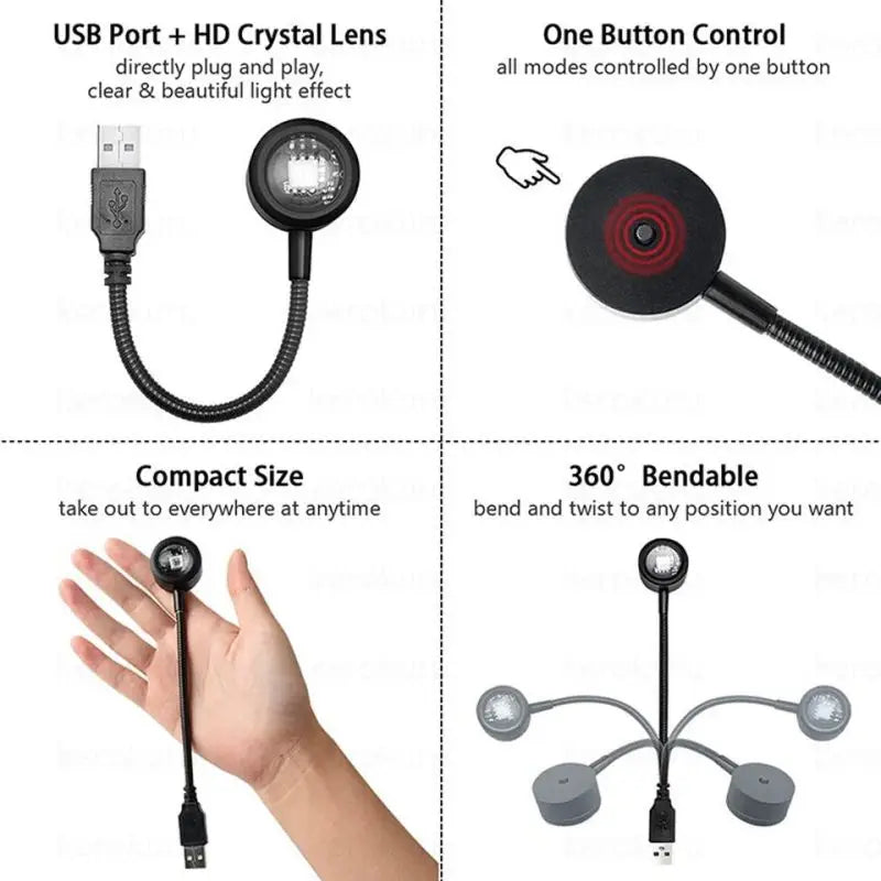 Kerokuru-Lámpara de luz de atardecer USB, luz LED de autofotografía, proyector de luz nocturna de neón de arcoíris, luz de ambiente de pared para fotografía