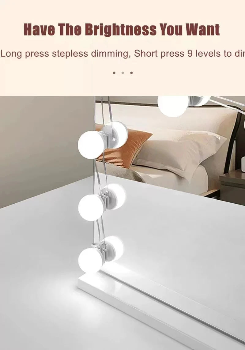 Bombillas LED para espejo de maquillaje, lámpara de tocador regulable con USB, 12V