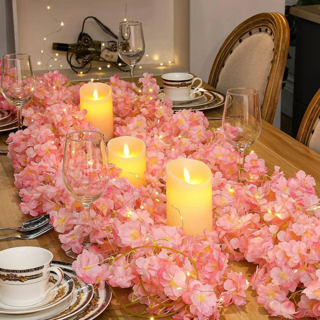 Guirnalda de luces con forma de flor de cerezo, 2M, 20LED, enredaderas de flores artificiales, luces de hadas para dormitorio, boda, fiesta, decoración navideña