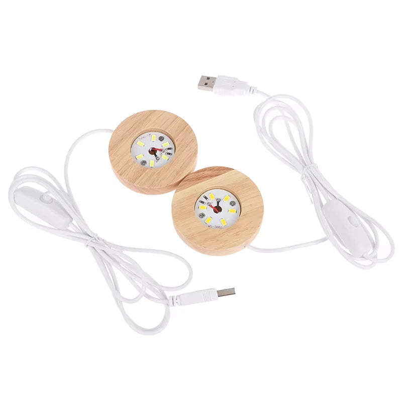 Luces decorativas de escritorio de madera, Base de luz, luz nocturna, pantalla Led Usb de madera, soporte de exhibición, lámpara, adorno artístico