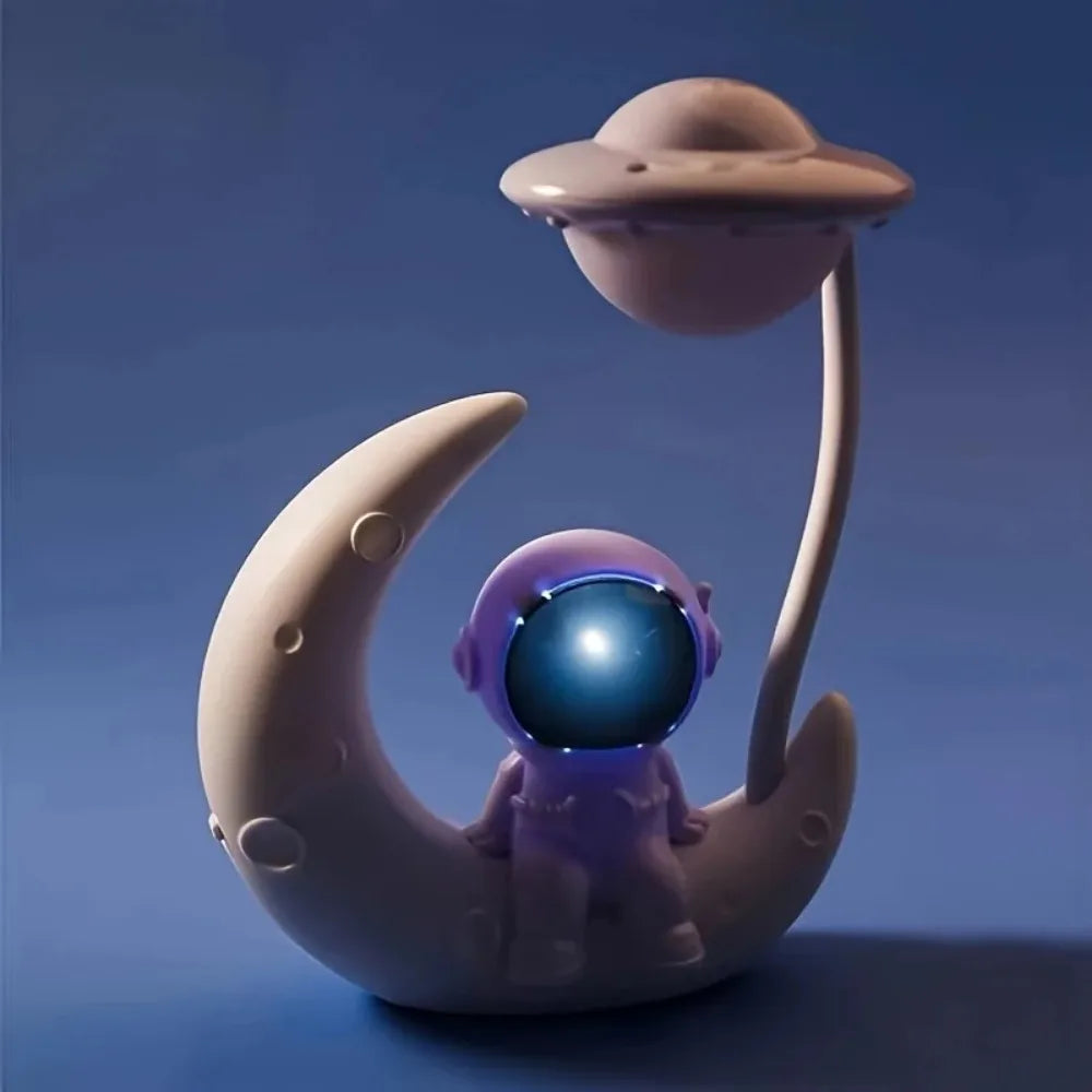 Lámpara LED Astronauta y Luna – Luz Nocturna Decorativa USB para Dormitorio y Escritorio