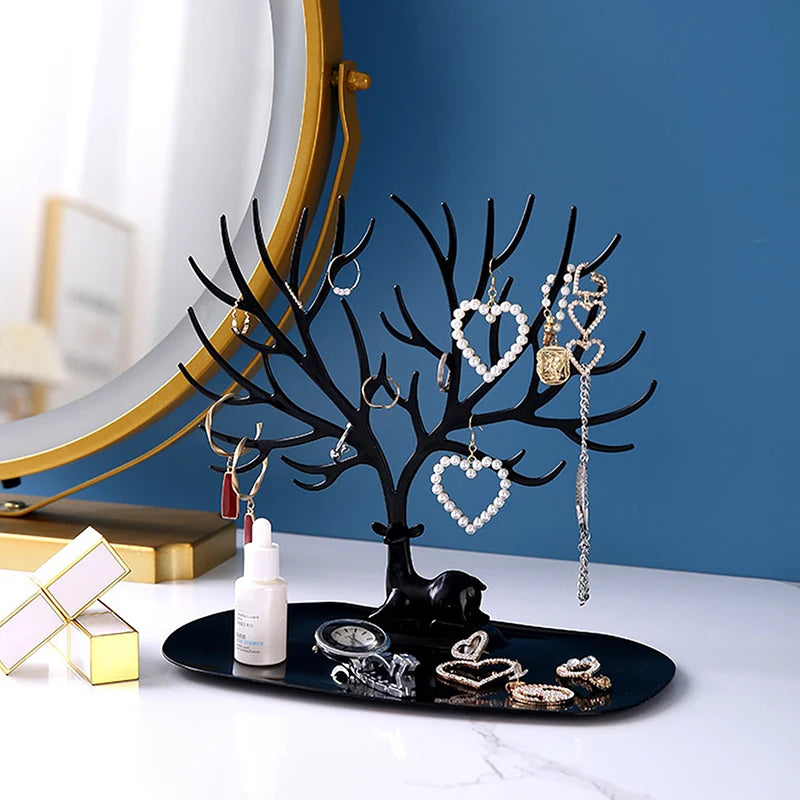 Organizador de Joyas Árbol Reno – Soporte para Collares, Anillos y Pulseras