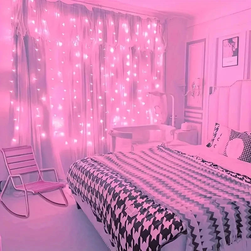 Decoración navideña para el hogar, guirnalda de luces LED con 8 modos USB, cortina de luces con Control remoto para dormitorio y boda