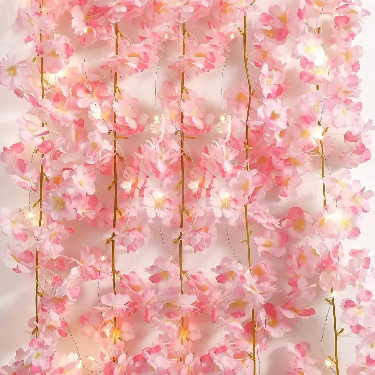 Guirnalda de luces con forma de flor de cerezo, 2M, 20LED, enredaderas de flores artificiales, luces de hadas para dormitorio, boda, fiesta, decoración navideña