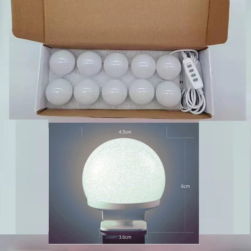 Bombillas LED para espejo de maquillaje, lámpara de tocador regulable con USB, 12V