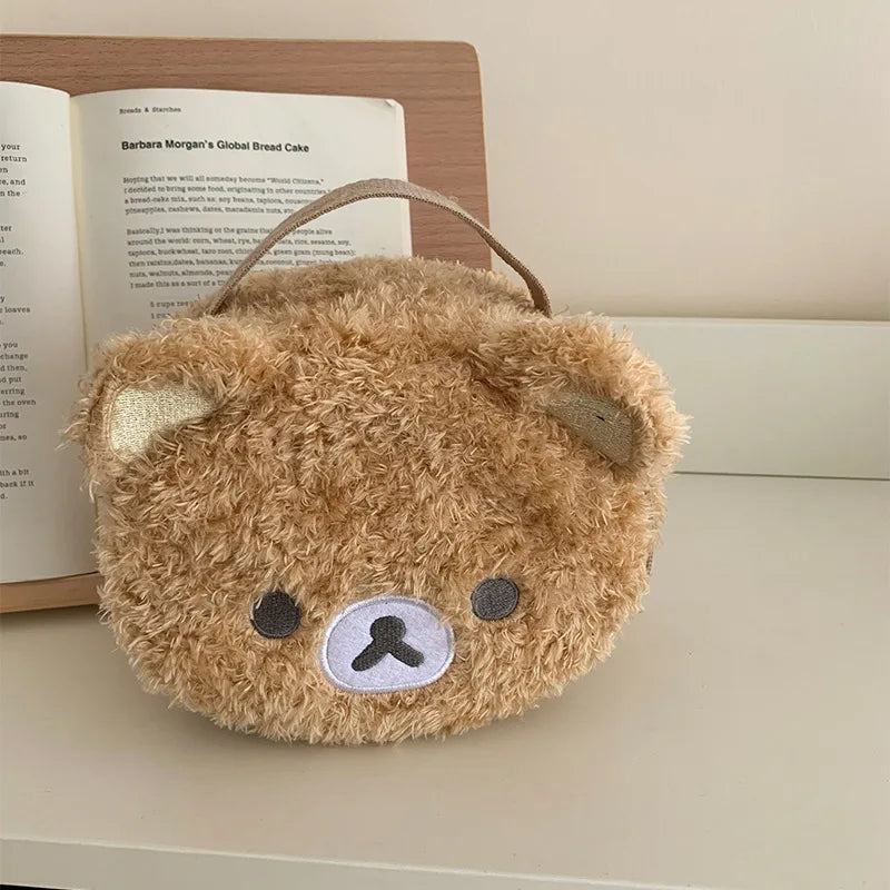 Estuche de maquillaje de felpa, bolsa de cosméticos de oso relajado de Anime, bolsa de almacenamiento de joyería para mujer, organizador para chica, bolsos de regalo, gran oferta