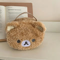 Estuche de maquillaje de felpa, bolsa de cosméticos de oso relajado de Anime, bolsa de almacenamiento de joyería para mujer, organizador para chica, bolsos de regalo, gran oferta