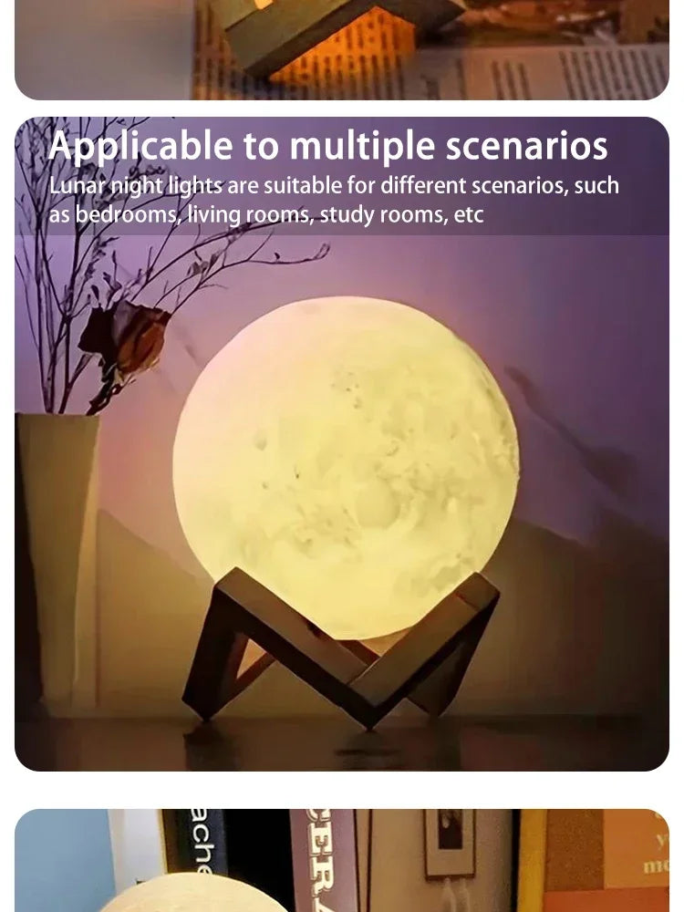Lámpara LED de 8 cm con forma de luna, luz nocturna, luz nocturna de galaxia, pintura artística, graffiti, regalo de cumpleaños, decoración para dormitorio y sala de estar