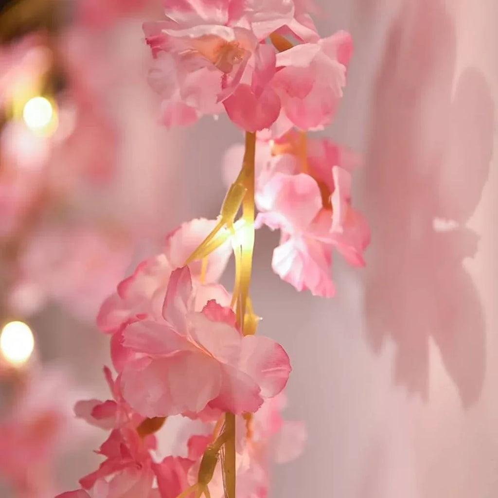 Guirnalda de luces con forma de flor de cerezo, 2M, 20LED, enredaderas de flores artificiales, luces de hadas para dormitorio, boda, fiesta, decoración navideña